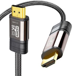 Long 8K 60FT Fiber Optic HDMI Cable, Unidirectional 48Gbps Ultra High-Speed Slim HDMI Braided Cord 8K60Hz 4K120Hz HDR/eARC HDCP 2.2/3D Compatible for PS5 and DVD Player