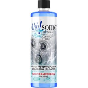 AhhSome Jetted Tub & Hot Tub Cleaner, Powerful Spa Bath Cleaning Solution for Jacuzzis & Whirlpools,16 oz (8 Treatments), Professional Grade Septic Safe Solution for Hot Tubs, Made in USA