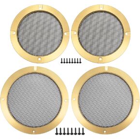ACROPIX Universal 4 "6.5" غطاء شوايات مكبر الصوت شبكة دائرية 4 بوصة 6.5 بوصة مكبر صوت مضخم صوت واقي حماية مع براغي تثبيت مطلية بالحديد باللون الفضي - حزمة من 4