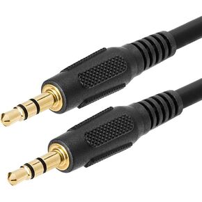 Cmple - 3.5mm Aux Male to Male Audio Cable for Stereo Speaker with Gold-Plated Plugs Male to Male Jack Auxiliary Cord Adapter for Car, Phone, Headphones - 3 Feet, Black