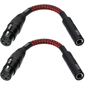 CNCESS CESS-240 XLR to 6.35mm 1/4 Inch TRS Stereo Adapter, Female to Female, Metal Housing with Heat Shrink Protection, Compatible with Microphone, Amplifier, DJ/Audio/Sound Board Mixer, 2-Pack