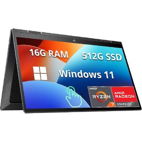 كمبيوتر محمول HP Envy x360 2 في 1، شاشة لمس 15.6 بوصة FHD، AMD Ryzen 7 5825U، ذاكرة الوصول العشوائي DDR4 سعة 32 جيجابايت، 1 تيرابايت PCIe SSD، رسومات AMD Radeon، لوحة مفاتيح بإضاءة خلفية، Wi-Fi 6، Windows 11، أسود (متجدد) in Kuwait
