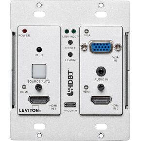 Leviton 41920-HRC HDMI and VGA Autoswitching HDBaseT Extender Wall Plate
