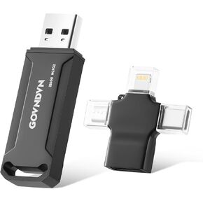 Photo-Stick 256GB iStore Pro, 4-in-1 Auto-Backup Flash Drive for iPhone Photo Video Contact | Photo-Stick for iPhone Memory Stick Apple Thumb Drive Photo Stick for iPad, iPhone, Computer, Android