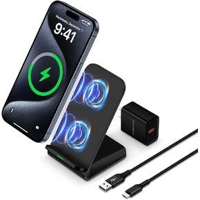 Wireless Charging Station 15W Fast Wireless Phone Chargers Stand Dock and QC 3.0 Adapter for Motorola Edge (2024)/50 Neo/Edge+ 2023/Edge 40 Pro, Moto X50 Ultra, Samsung Galaxy S24 S23 FE S22 Ultra S21