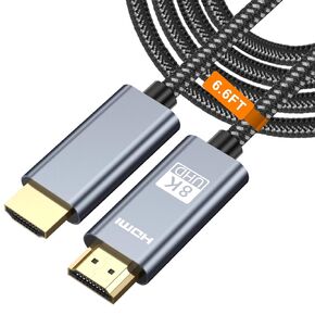 UCEC 8K HDMI to HDMI Cable 6FT, 48Gbps Ultra High Speed HDMI Cable 2.1, Braided Nylon HDMI Cord 6.6FT, 8K@60Hz 4K@120Hz 144Hz Dynamic HDR UHD 1080P 3D eARC Compatible with PS5 PS4 Laptop TV PC