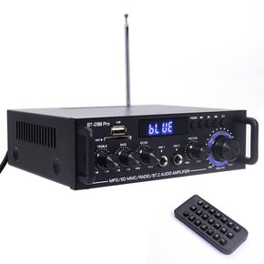 BT-298 pro Audio Amplifier Bluetooth 5.0 HiFi Stereo AMP Speaker 50W X 2 Max 600W Output Mini Digital Power Amplifier Receiver with 12V 5A Power Supply,Remote Control,for Car Home Bar Party