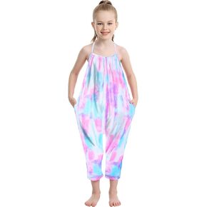 Girls Jumpsuit Baby Kids One-piece Halter Romper Pants Summer Backless Outfits with Pockets in Kuwait