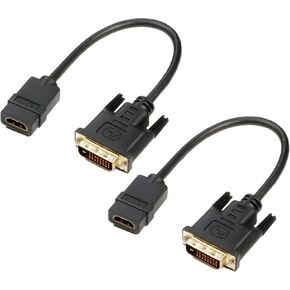 HDMI to DVI Adapter 2-Pack, Bidirectional Male DVI (24+1) to HDMI Female Adapter Cable, Standard Computer HDMI to DVI Monitor Cable for Computer, Monitor,TV, Xbox, PS4, PS5 and More
