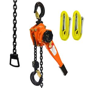 Manual Mini Lever Chain Hoist - 1/4 Ton 550LBS 10FT, Lever Bolck Chain Puller Come Along Winch, Alloy Steel G80 Chain Ratchet with 2 Duty Hooks,Portable and Smooth, for Factory Garages and Open-Air.