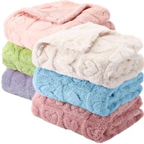 6 Pack Baby Blanket Heart Checkered Blanket 30 x 40 inches Soft Fuzzy Throw Blankets for Girls Boys Cozy Fluffy Stroller Blankets for Babies Infants Toddlers