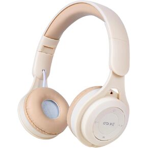 Kids Bluetooth Headphones, Over Ear Children's Headsets Wireless with Built-in Mic, Comfortable Wear, HD Sound, Foldable & Adjustable, Kids Headphones for Boys Girls School Travel (Beige)