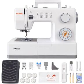 FEIYUE FYe350 Heavy Duty Sewing Machine with Foot Pedal, Powerful Servo Motor, 23 Built-in Stitches, Controllable Pedal Speed, Easy to Use, Great for Beginners (White)