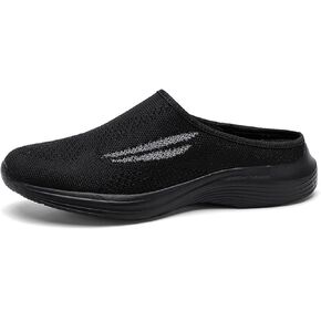 Women's Knitted Wedge Orthopedic Mule Clogs,Comfortable Mesh Soft Platform Lightweight Breathable Closed Toe Slingback Sneakers Sandals with Arch Support for Plantar Fasciitis
