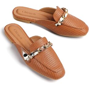 Women's Mules Flat Shoes;Square Toe Slides Backless Fashion Mules for Women.
