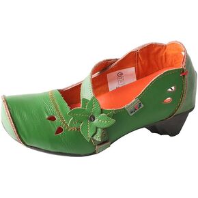 TMA EYES Women's Leather Soft Sole Comfort Low Heel Casual Shoes with Fish Mouth Design in Kuwait
