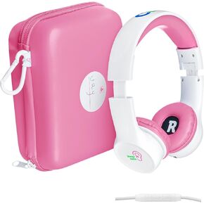 Clevy Kids Headphones Over-Ear 3.5mm Jack Wired Headphones for School - 5ft Tangle-Free Cord with HD Mic, 85dB Volume Limited Headphones for iPad/Computer, Foldable Girls/Boys Durable Carrying Case