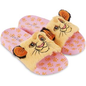 Disney Ladies Lion King Slides Sandals - Ladies Classic Simba Mufasa Timon and Pumba Slide Sandals Classic Lion King Slip On Slides