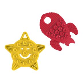 POPPIES Smiley The Star (Yellow) and RED The Rocket (Red) Bundle – Silicone Sensory Toy – BPA-Free – Infant Teether, Sensory, Bath Toy with Suction Cups and Textures to Stimulate Development