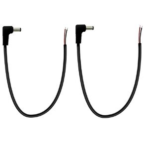 3.3ft/2pcs 90 Degree DC Pigtail Power Cord, DC5.5x2.1mm, 12 Volt Male Plug to Bare Wire Open End Power Replacement Repair Cord for: LED Strip Lights, CCTV Surveillance Cameras, Cameras, Monitors