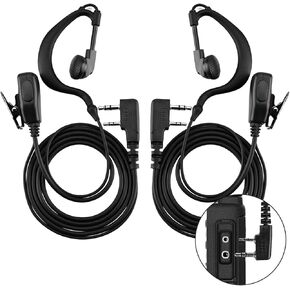 2-Pack Two-Way Radio Earpiece with Mic Ear Hooks Walkie Talkie Headset, Compatible with Kenwood Baofeng BTECH Retevis Wouxun (2Pin K-Type)