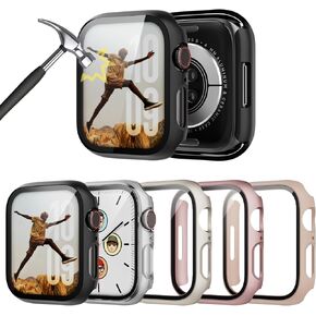 5-Pack for Apple Watch Series 10 Case with Screen Protector 46mm, Hard PC Ultra Thin Protective Cover Bumper with Built-in Tempered Glass Film for iWatch 10 46mm Accessories