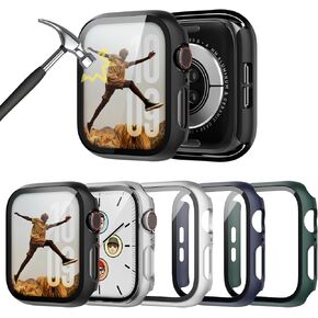 5-Pack for Apple Watch Series 10 Case with Screen Protector 46mm, Hard PC Ultra Thin Protective Cover Bumper with Built-in Tempered Glass Film for iWatch 10 46mm Accessories