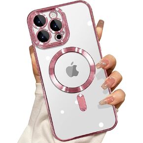 Misscase for iPhone 16 Pro MagSafe Case with Camera Lens Protector,Full Protection Clear Magnetic Case Compatible with MagSafe Elegant Anti-Scratch Case Cover for iPhone 16 Pro Gold