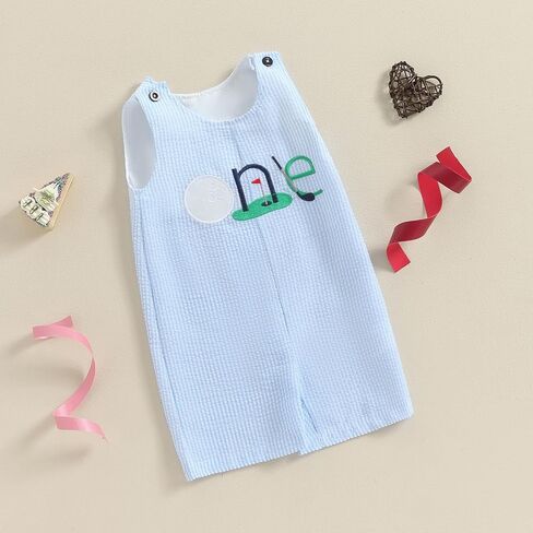 Baby Boy Golf Outfit Crew Neck Sleeveless Embroidery Golf Cart Romper Jumpsuit Casual Summer Toddler Boy Shortalls in Saudi Arabia