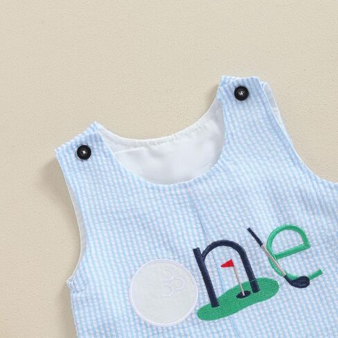 Baby Boy Golf Outfit Crew Neck Sleeveless Embroidery Golf Cart Romper Jumpsuit Casual Summer Toddler Boy Shortalls in Saudi Arabia