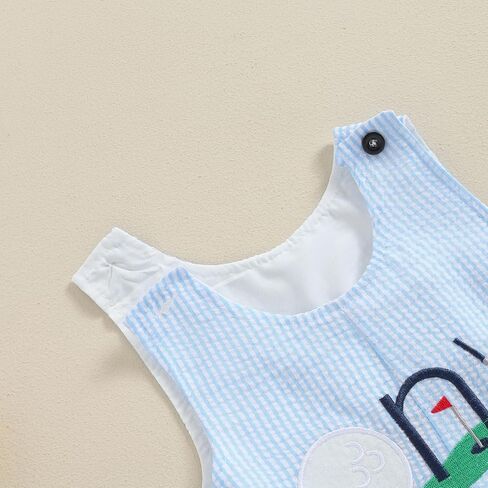 Baby Boy Golf Outfit Crew Neck Sleeveless Embroidery Golf Cart Romper Jumpsuit Casual Summer Toddler Boy Shortalls in Saudi Arabia
