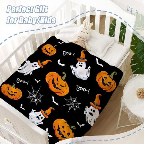Neatee Living Halloween رمي بطانية الطفل الحيوانات الأليفة طفل رضيع بطانية مخيف الأسود اليقطين شبح بطانية سرير عربة ديكور خفيفة الوزن غامض لينة أفخم الصوف البطانيات ويلقي 30x40 in Saudi Arabia