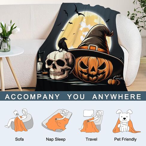 Neatee Living Halloween رمي بطانية الطفل الحيوانات الأليفة طفل رضيع بطانية مخيف الأسود اليقطين شبح بطانية سرير عربة ديكور خفيفة الوزن غامض لينة أفخم الصوف البطانيات ويلقي 30x40 in Saudi Arabia