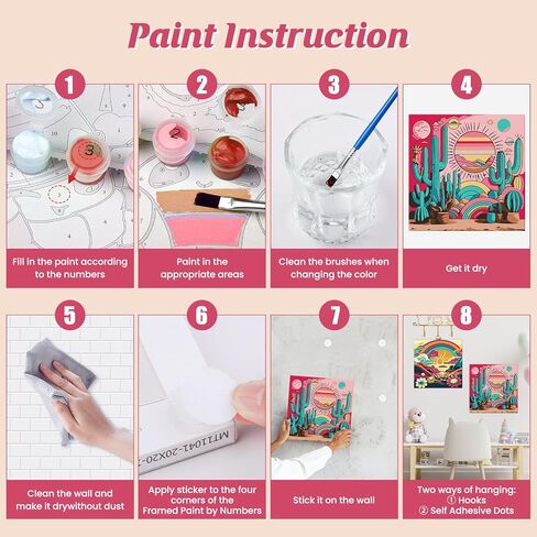 الطلاء حسب الأرقام للبالغين والمبتدئين والأطفال، 4 عبوات من مجموعات الطلاء حسب الأرقام للبالغين على قماش مؤطر، لوحة زيتية من الأكريليك لمناظر طبيعية مجردة بالأرقام مجموعات الحرف اليدوية لديكور المنزل 8 × 8 بوصة in Kuwait