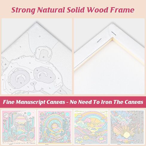 الطلاء حسب الأرقام للبالغين والمبتدئين والأطفال، 4 عبوات من مجموعات الطلاء حسب الأرقام للبالغين على قماش مؤطر، لوحة زيتية من الأكريليك لمناظر طبيعية مجردة بالأرقام مجموعات الحرف اليدوية لديكور المنزل 8 × 8 بوصة in Kuwait