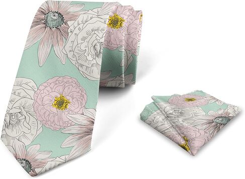 Lunarable Men's Tie Set, Necktie Set Groom Handkerchief for Parties Weddings & All Occasions in Saudi Arabia
