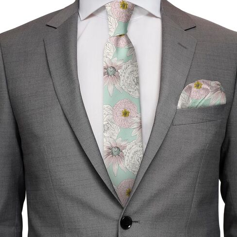 Lunarable Men's Tie Set, Necktie Set Groom Handkerchief for Parties Weddings & All Occasions in Saudi Arabia