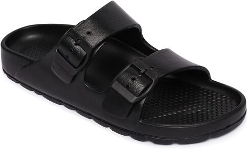 NITTI Women's Comfort Slip on Slides Adjustable Double Strap Buckle Sandals Lightweight House Slippers Arch Support Indoor Outdoor Shower EVA Flat Sandals in Saudi Arabia