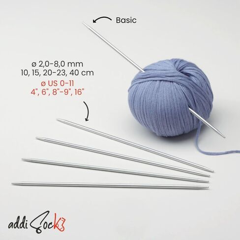 Addi Knitting Needle Double Pointed Aluminum 8 inch (20cm) (Set of 5) Size US 04 (3.5mm) in Saudi Arabia