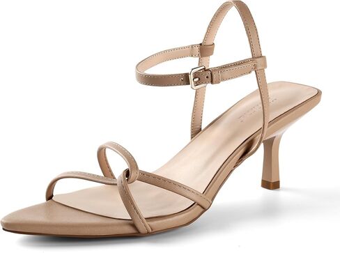 iiimmu Sandal Heels for Women Sexy 2 in Low Heel Sandals Ankle Strappy Sandals Kitten Heels Pointed Toe Heels for Dress Daily Wear Parties Office Faux Leather in Saudi Arabia