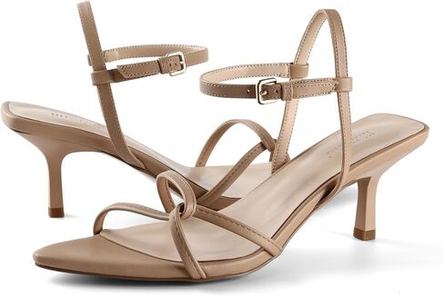 iiimmu Sandal Heels for Women Sexy 2 in Low Heel Sandals Ankle Strappy Sandals Kitten Heels Pointed Toe Heels for Dress Daily Wear Parties Office Faux Leather in Saudi Arabia