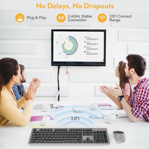 لوحة مفاتيح وماوس لاسلكيين، مجموعة ماوس USB لاسلكية كاملة الحجم Trueque Silent 2.4 جيجا هرتز، عمر بطارية طويل، خالي من التأخر للكمبيوتر والكمبيوتر المحمول والكمبيوتر الشخصي وWindows وMac ونظام التشغيل Chrome (رمادي) in Kuwait