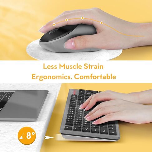 لوحة مفاتيح وماوس لاسلكيين، مجموعة ماوس USB لاسلكية كاملة الحجم Trueque Silent 2.4 جيجا هرتز، عمر بطارية طويل، خالي من التأخر للكمبيوتر والكمبيوتر المحمول والكمبيوتر الشخصي وWindows وMac ونظام التشغيل Chrome (رمادي) in Kuwait