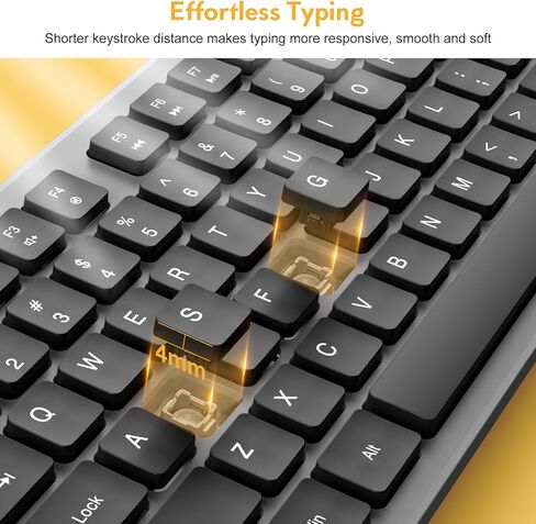 لوحة مفاتيح وماوس لاسلكيين، مجموعة ماوس USB لاسلكية كاملة الحجم Trueque Silent 2.4 جيجا هرتز، عمر بطارية طويل، خالي من التأخر للكمبيوتر والكمبيوتر المحمول والكمبيوتر الشخصي وWindows وMac ونظام التشغيل Chrome (رمادي) in Kuwait