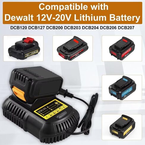 1 حزمة بديلة لديوالت DCB105 DCB112 DCB115 12V/20V MAX شاحن بطارية ليثيوم أيون متوافق مع ديوالت DCB201 DCB200 DCB204 DCB206 DCB207 DCB203 DCB127 DCB230 DCB101 بطاريات TTB المدمجة in Kuwait