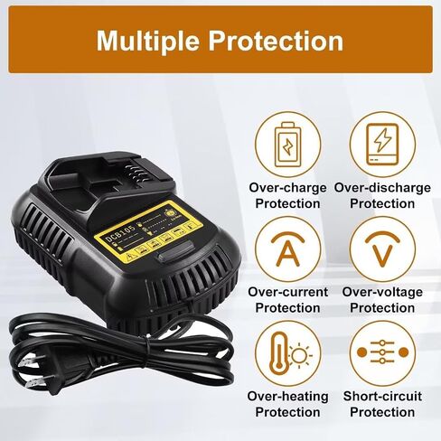 1 حزمة بديلة لديوالت DCB105 DCB112 DCB115 12V/20V MAX شاحن بطارية ليثيوم أيون متوافق مع ديوالت DCB201 DCB200 DCB204 DCB206 DCB207 DCB203 DCB127 DCB230 DCB101 بطاريات TTB المدمجة in Kuwait