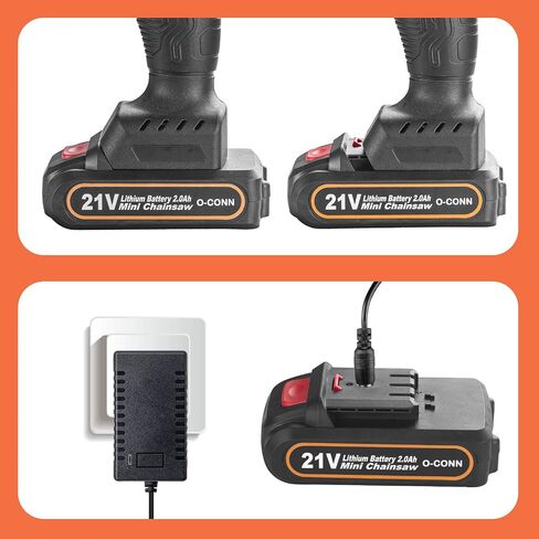 O-CONN Mini Chainsaw Battery Replacement, 21V MAX 2000mAh Rechargeable Battery, Cordless Electric Portable Handheld Chainsaw Accessories (Model 1) in Saudi Arabia