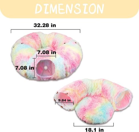 HANDYAY Cat Tunnel Bed, Pop Up Cat Tunnel with Central Mat, Plush Cat Play Tunnels for Indoor Cats with Fluffy Ball, Multifunctional Cat Toys in Saudi Arabia
