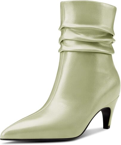 Castamere Womens Close Pointed Toe Ankle Boots Slip-on Mid Kitten Heel Short Bootie for Women Dress Casual Comfortable Boots 2.6 Inches Heels in Saudi Arabia