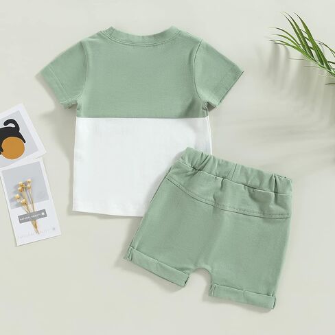 Toddler Baby Boy Girl Summer Clothes Checkerboard Print Short Sleeve T-Shirt Tee Tops Rolled Shorts Infant Outfits in Saudi Arabia